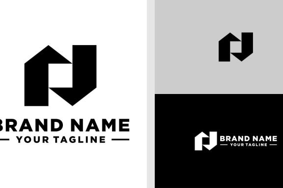 LETTER N LOGO MONOGRAM BUILDING NEGATIVE SPACE EDITABLE