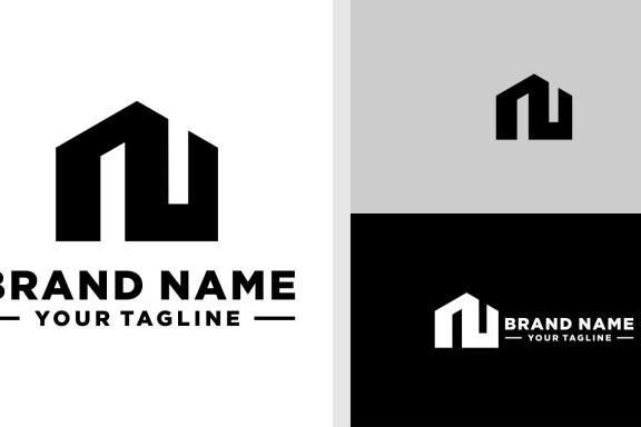 LETTER N LOGO BUILDING MONOGRAM  NEGATIVE SPACE EDITABLE