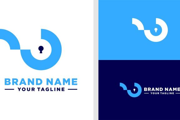LETTER O LOGO OPEN LOCK NEGATIVE SPACE EDITABLE