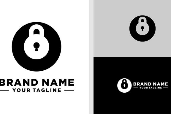 LETTER O LOGO LOCK NEGATIVE SPACE EDITABLE