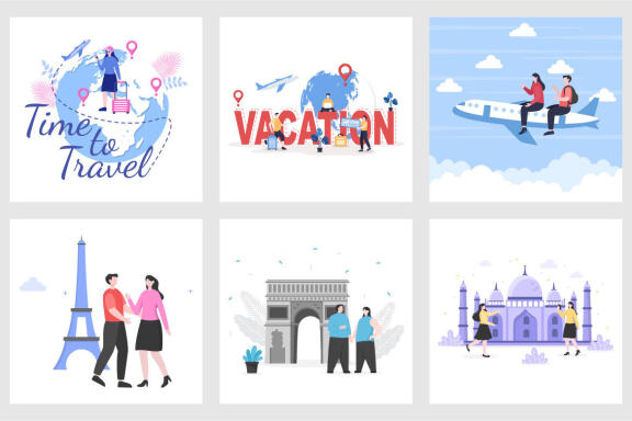 28 Travel Agency Around The World Vector Illustration