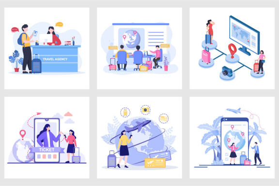 28 Travel Agency Around The World Vector Illustration