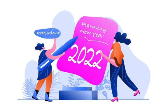 New Year 2022 Resolution Business Flat Illustration