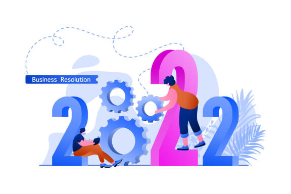 New Year 2022 Resolution Business Flat Illustration