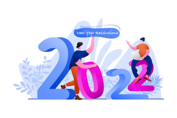 New Year 2022 Resolution Business Flat Illustration