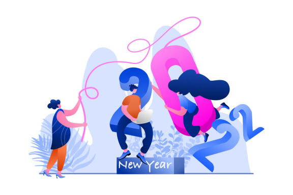 New Year 2022 Resolution Business Flat Illustration