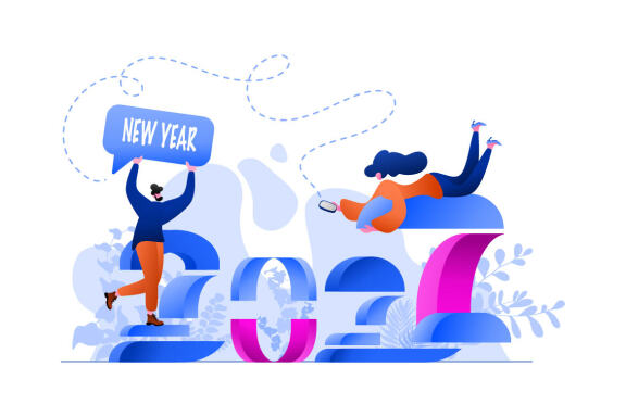 New Year 2022 Resolution Business Flat Illustration
