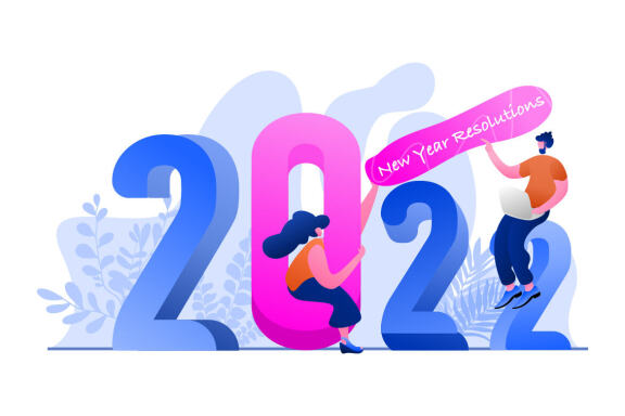 New Year 2022 Resolution Business Flat Illustration