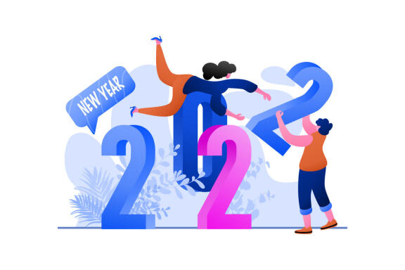 New Year 2022 Resolution Business Flat Illustration
