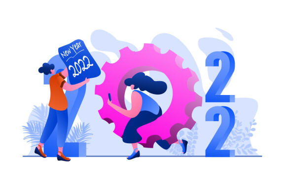 New Year 2022 Resolution Business Flat Illustration