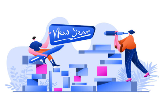 New Year 2022 Resolution Business Flat Illustration