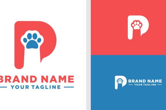 LETTER P LOGO PAW NEGATIVE SPACE SIMPLE EDITABLE