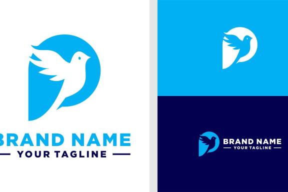 LETTER P LOGO PIGEON NEGATIVE SPACE MONOGRAM EDITABLE