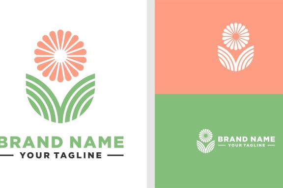 FLOWER LOGO FIELD SHAPE FUN SIMPLE EDITABLE
