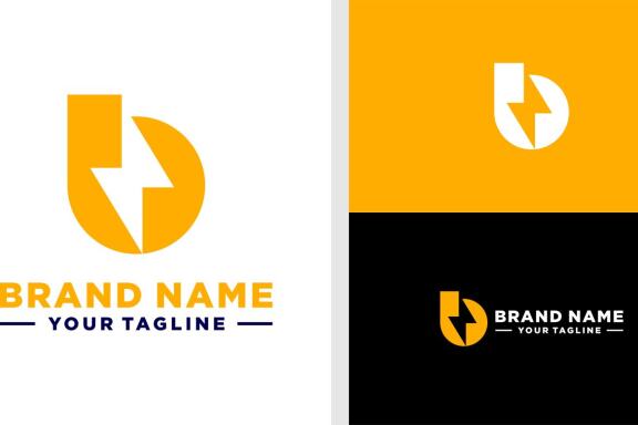LETTER B LOGO BOLT NEGATIVE SPACE MONOGRAM