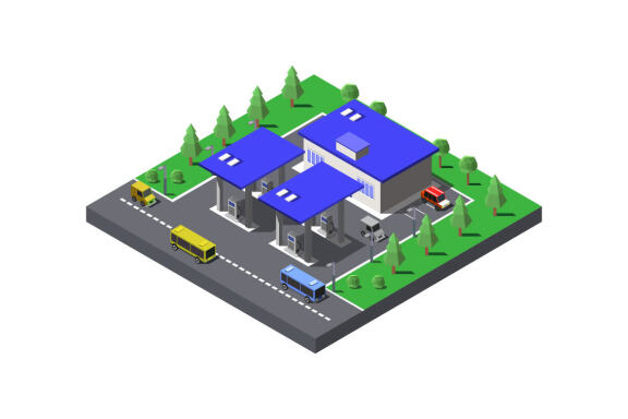 Isometric gas station