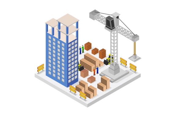 House under construction isometric
