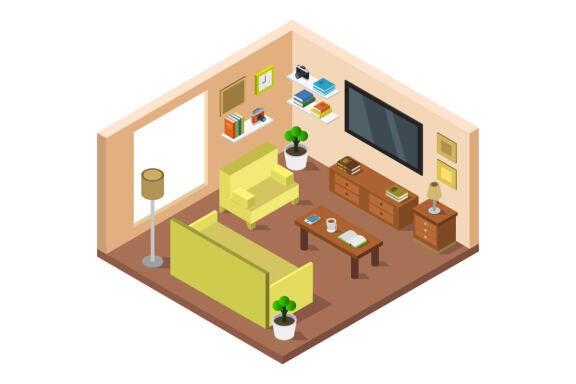 Isometric lounge room