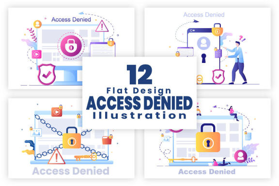 12 Login Access Denied Vector Illustration