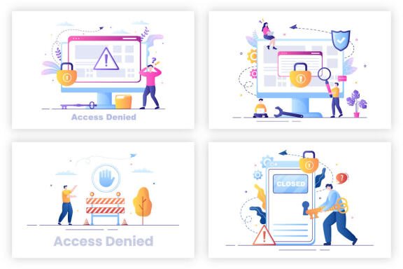 12 Login Access Denied Vector Illustration