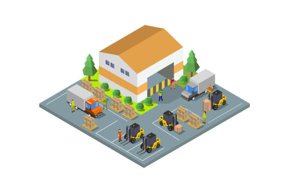 Isometric warehouse shelf