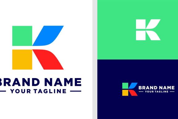 LETTER K LOGO MONOGRAM GEOMETRIC BLOCK EDITABLE