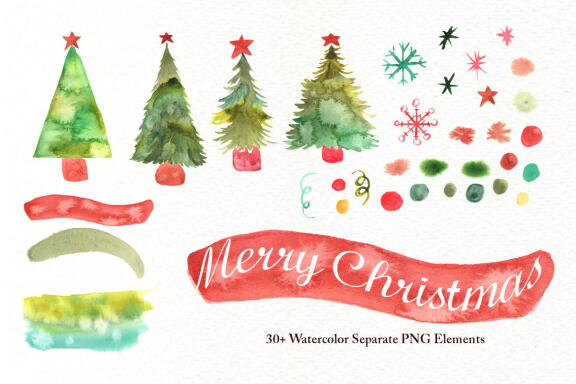 FREE Watercolor Christmas Tree