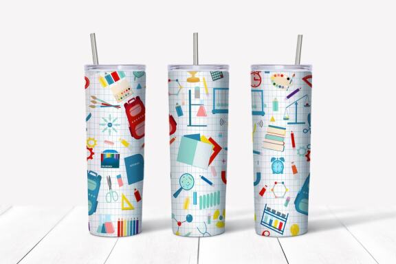 20oz School Skinny Design Tumbler Sublimation PNG and JPEG files. 20 oz skinny Tumbler.