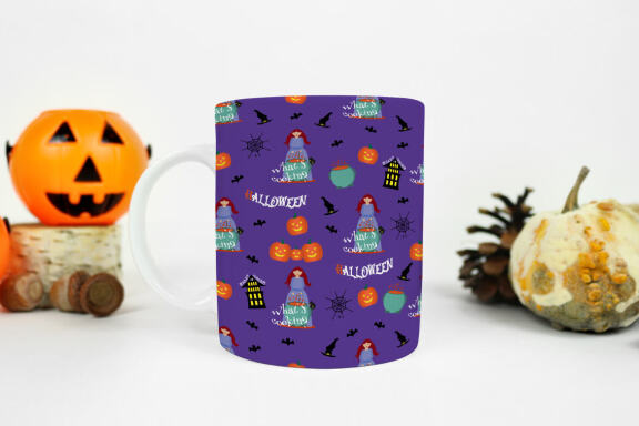Halloween Mug Sublimation Bundle. Set of 8 PNG Mug wrap Designs. 11oz, 12oz, 15oz mug sublimation designs.