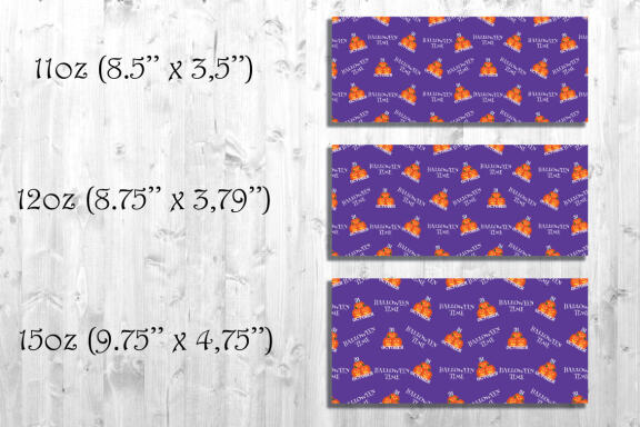 Halloween Mug Sublimation Bundle. Set of 8 PNG Mug wrap Designs. 11oz, 12oz, 15oz mug sublimation designs.