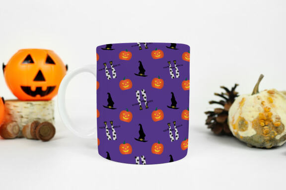 Halloween Mug Sublimation Bundle. Set of 8 PNG Mug wrap Designs. 11oz, 12oz, 15oz mug sublimation designs.