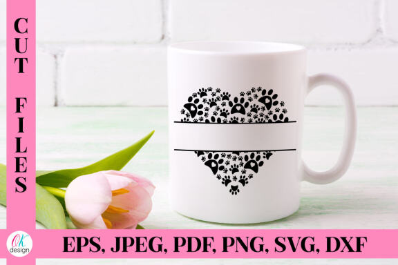 Dog Memorial SVG Bundle. Paws print heart SVG Cut Files. Dog Paws Svg.