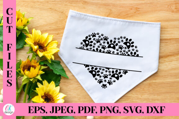 Dog Memorial SVG Bundle. Paws print heart SVG Cut Files. Dog Paws Svg.
