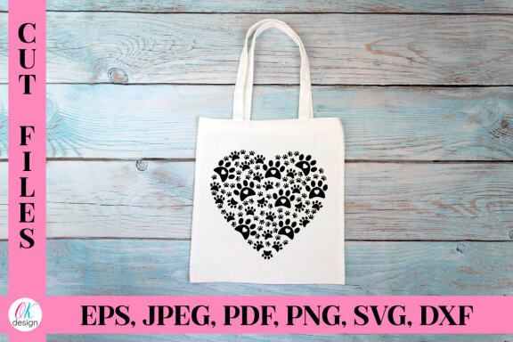 Dog Memorial SVG Bundle. Paws print heart SVG Cut Files. Dog Paws Svg.
