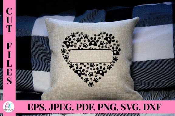 Dog Memorial SVG Bundle. Paws print heart SVG Cut Files. Dog Paws Svg.