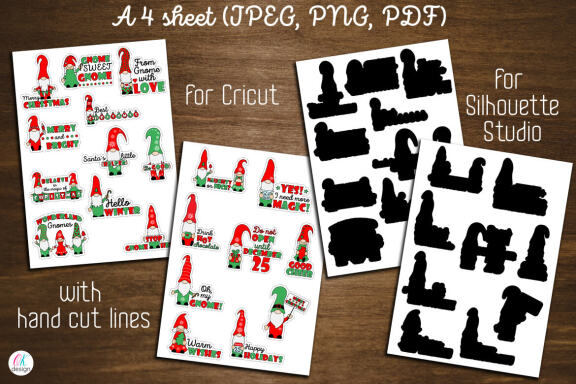 Gnome Christmas Stickers. Christmas sticker bundle. 20 printable stickers. JPEG, PDF, PNG files.