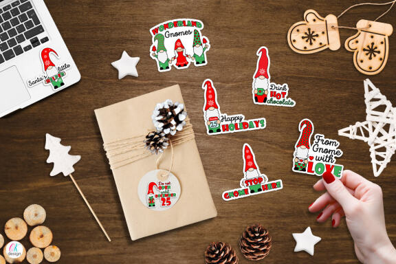 Gnome Christmas Stickers. Christmas sticker bundle. 20 printable stickers. JPEG, PDF, PNG files.