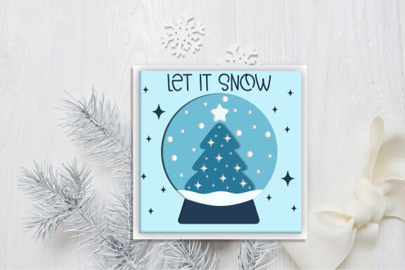 Christmas globe shadow box SVG, 3d Layered Paper cut Cutting File. Christmas shadow box.