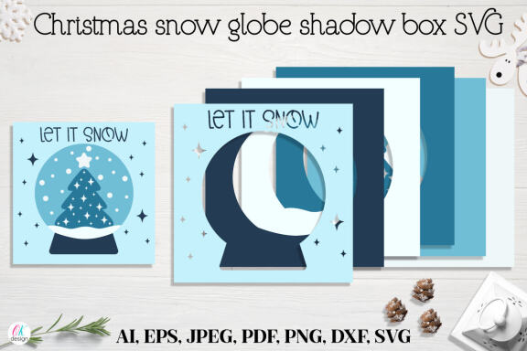 Christmas globe shadow box SVG, 3d Layered Paper cut Cutting File. Christmas shadow box.