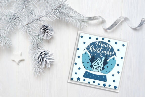 Christmas globe shadow box SVG, 3d Layered Paper cut Cutting File. Christmas shadow box.