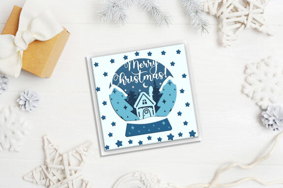 Christmas globe shadow box SVG, 3d Layered Paper cut Cutting File. Christmas shadow box.