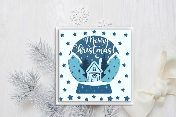 Christmas globe shadow box SVG, 3d Layered Paper cut Cutting File. Christmas shadow box.