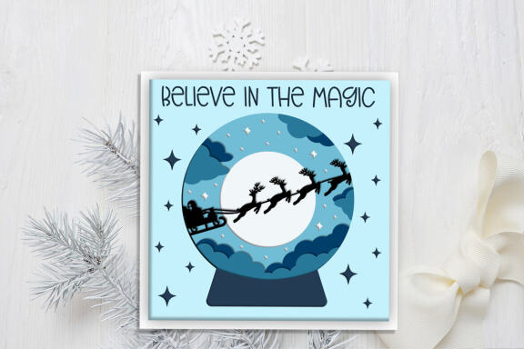 Christmas globe shadow box SVG, 3d Layered Paper cut Cutting File. Christmas shadow box.