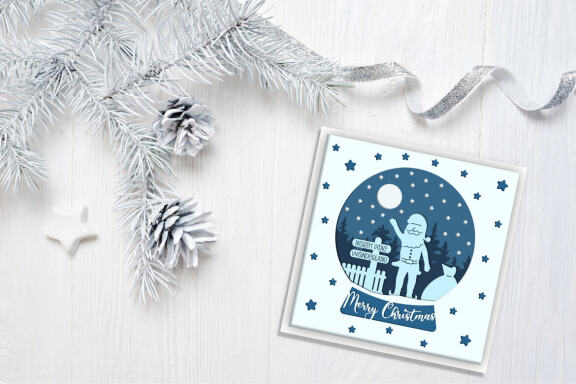 Christmas globe shadow box SVG, 3d Layered Paper cut Cutting File. Christmas shadow box.