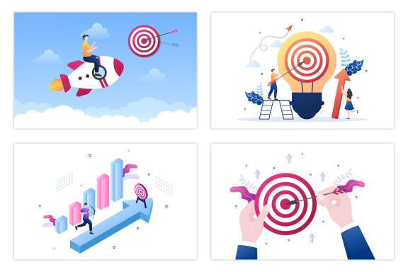 16 Startup Target of Goal Achievement Illustration