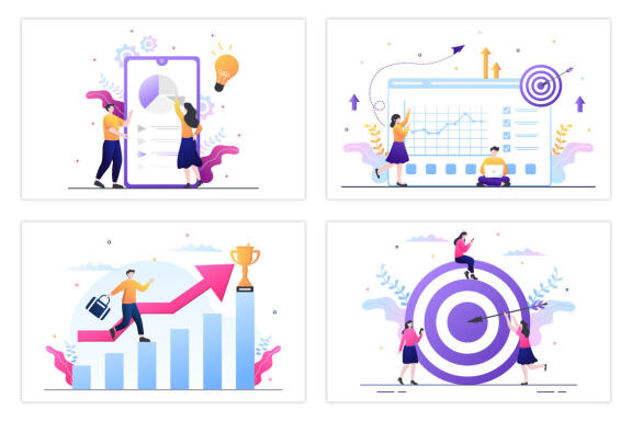 16 Startup Target of Goal Achievement Illustration