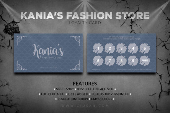 Kania’s Fashion Store Loyalty Card