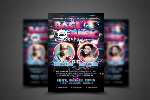 Back to Music Flyer Template