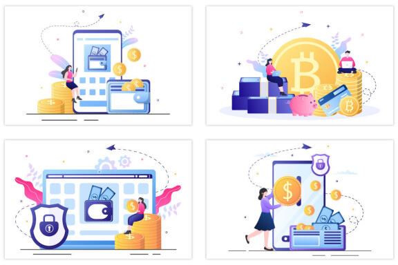 15 Cryptocurrency Blockchain Wallet Application Illustration