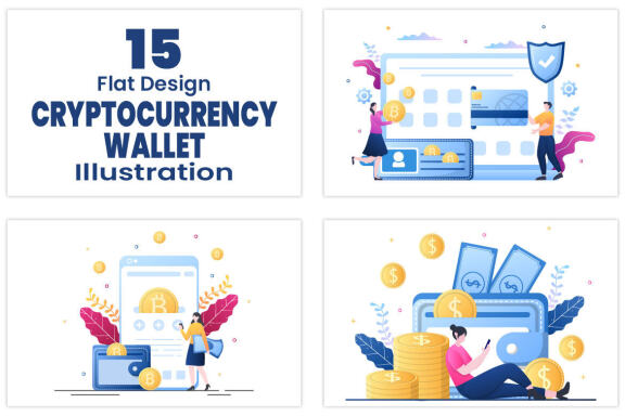 15 Cryptocurrency Blockchain Wallet Application Illustration